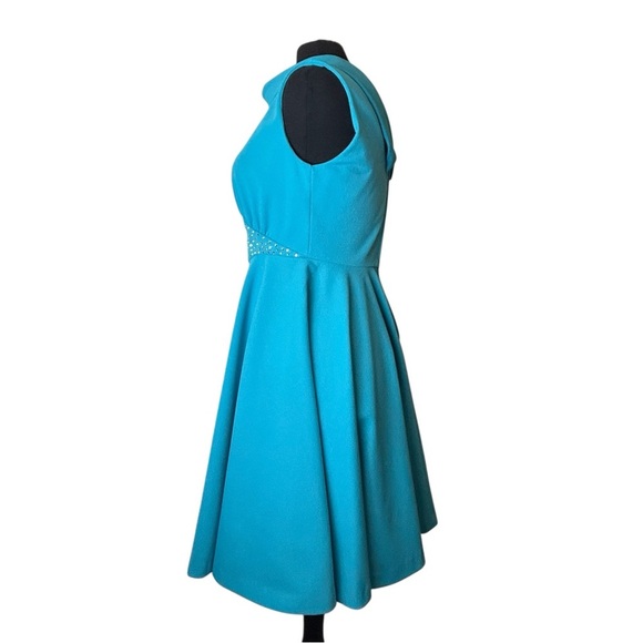 Vintage 1950s 1960s Handmade Blue Rhinestone Sparkle Accented Dress Small/Medium - Picture 3 of 13